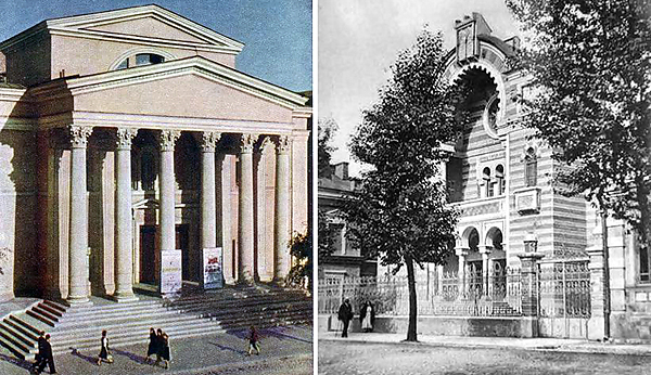 Русский театр - перестроенная хоральная синагога. Прежде здесь находилась сцена БелГОСЕТа.