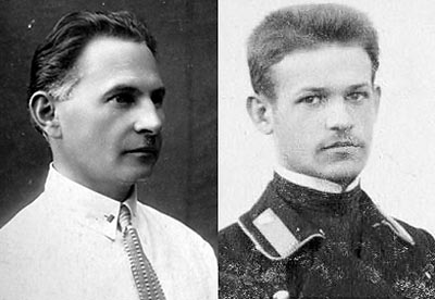 Слева врач Александр Семенов - незадолго до ареста. Справа... Быть может, этот семинарист на снимке 1905 года - он в юности.