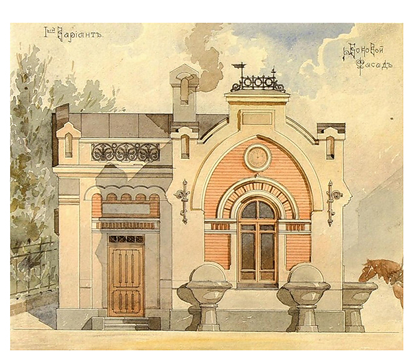 Проект водопойни (?) А. М. Кочетова, выполненный в 1907 году, впоследствии превратившийся в общественный туалет
